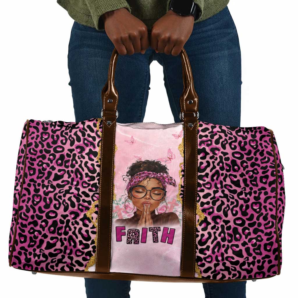Black Her Story Travel Bag Faith Pink Leopard - Wonder Print Shop