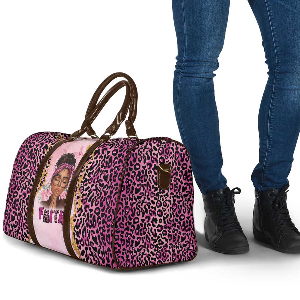 Black Her Story Travel Bag Faith Pink Leopard - Wonder Print Shop