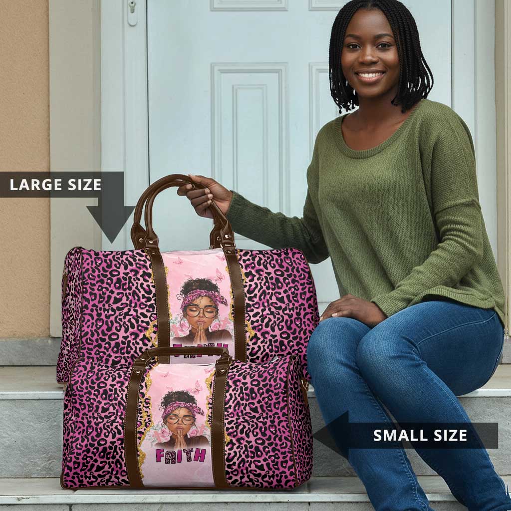 Black Her Story Travel Bag Faith Pink Leopard - Wonder Print Shop