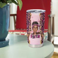 Black Her Story Tumbler Cup Faith Pink Leopard - Wonder Print Shop
