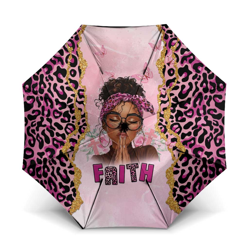 Black Her Story Umbrella Faith Pink Leopard - Wonder Print Shop