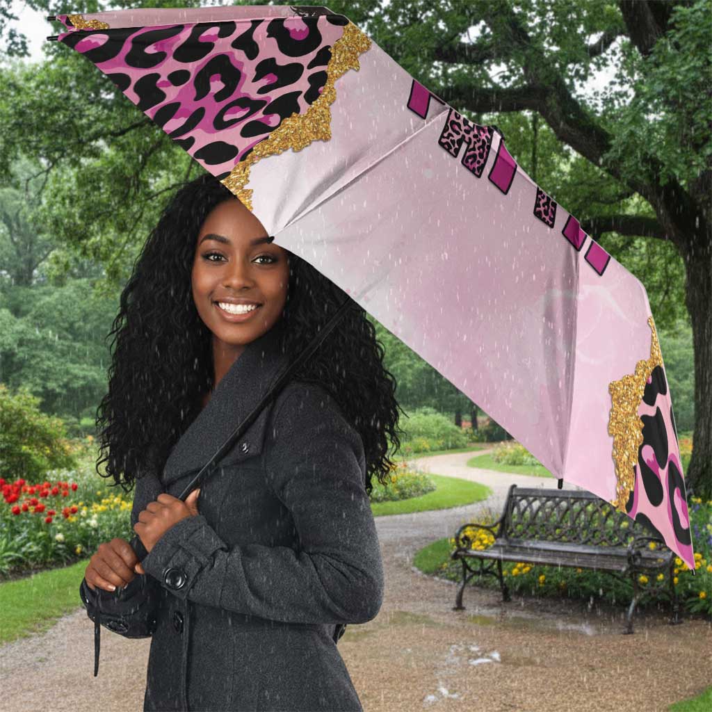 Black Her Story Umbrella Faith Pink Leopard - Wonder Print Shop