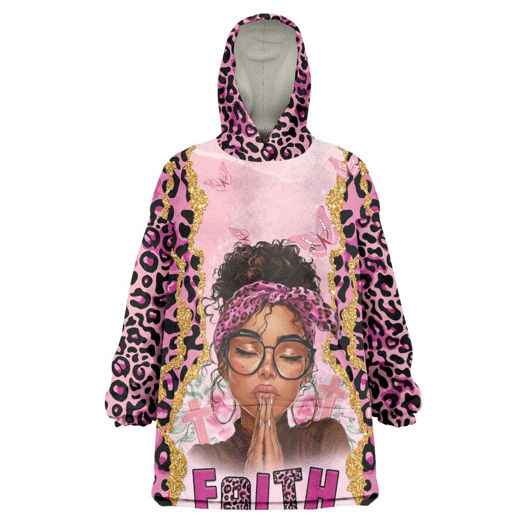 Black Her Story Wearable Blanket Hoodie Faith Pink Leopard - Wonder Print Shop
