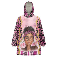 Black Her Story Wearable Blanket Hoodie Faith Pink Leopard - Wonder Print Shop
