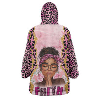Black Her Story Wearable Blanket Hoodie Faith Pink Leopard - Wonder Print Shop