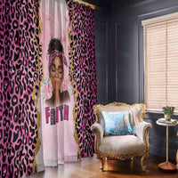 Black Her Story Window Curtain Faith Pink Leopard - Wonder Print Shop