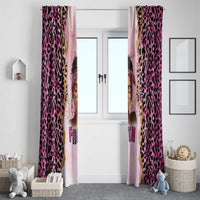 Black Her Story Window Curtain Faith Pink Leopard - Wonder Print Shop