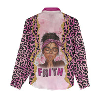 Black Her Story Women Casual Shirt Faith Pink Leopard - Wonder Print Shop