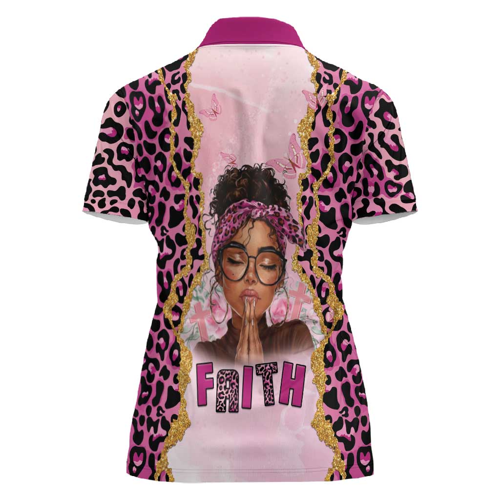 Black Her Story Women Polo Shirt Faith Pink Leopard - Wonder Print Shop