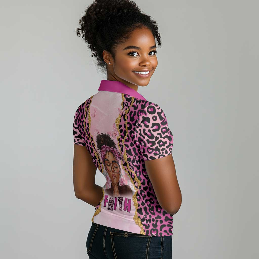 Black Her Story Women Polo Shirt Faith Pink Leopard - Wonder Print Shop