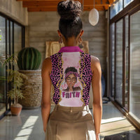 Black Her Story Women Sleeveless Polo Shirt Faith Pink Leopard - Wonder Print Shop