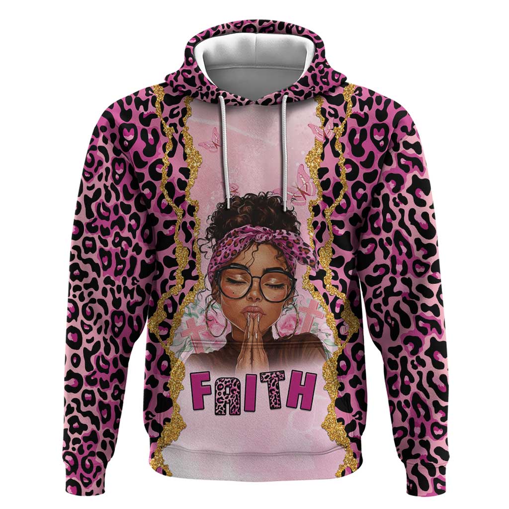 Black Her Story Zip Hoodie Faith Pink Leopard - Wonder Print Shop