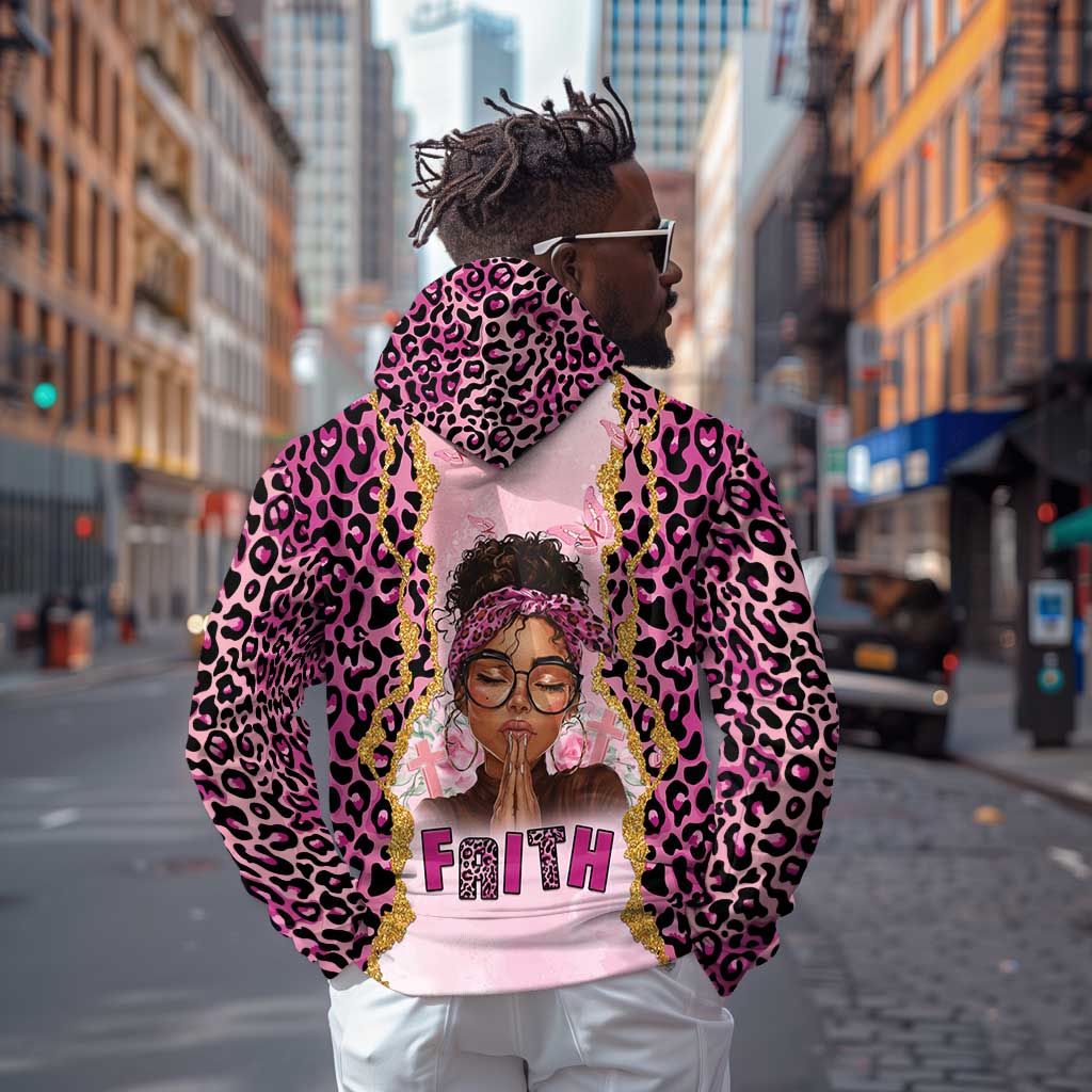 Black Her Story Zip Hoodie Faith Pink Leopard - Wonder Print Shop