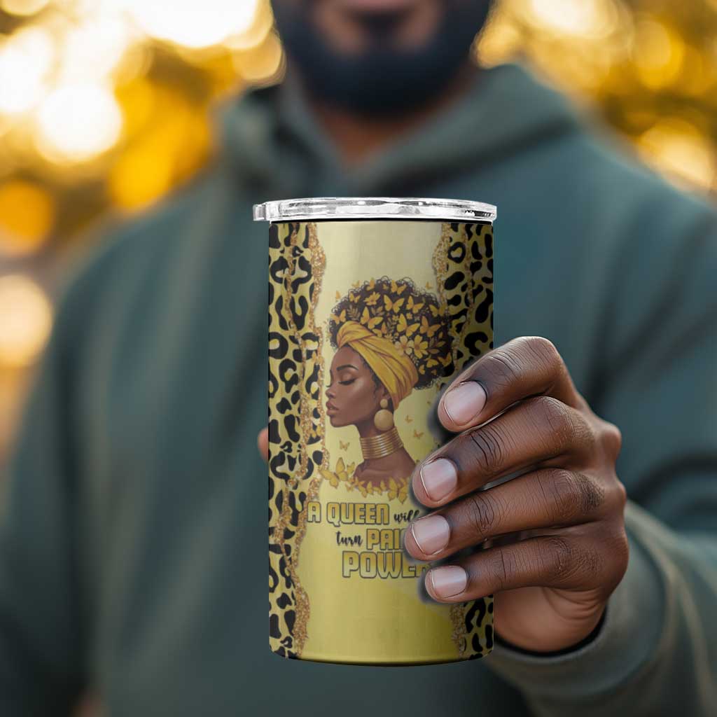 Black Her Story 4 in 1 Can Cooler Tumbler A Queen Turns Pain Into Power - Wonder Print Shop