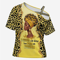 Black Her Story Cross Shoulder Shirt A Queen Turns Pain Into Power - Wonder Print Shop