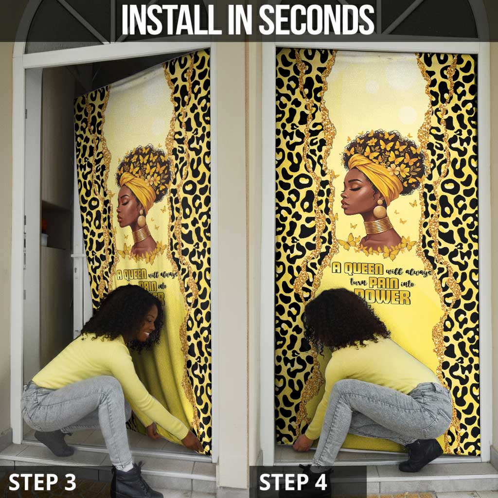 Black Her Story Door Cover A Queen Turns Pain Into Power - Wonder Print Shop