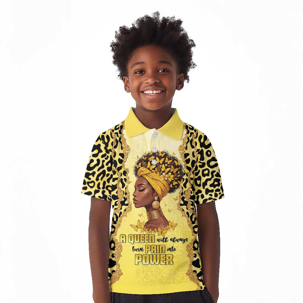 Black Her Story Kid Polo Shirt A Queen Turns Pain Into Power - Wonder Print Shop