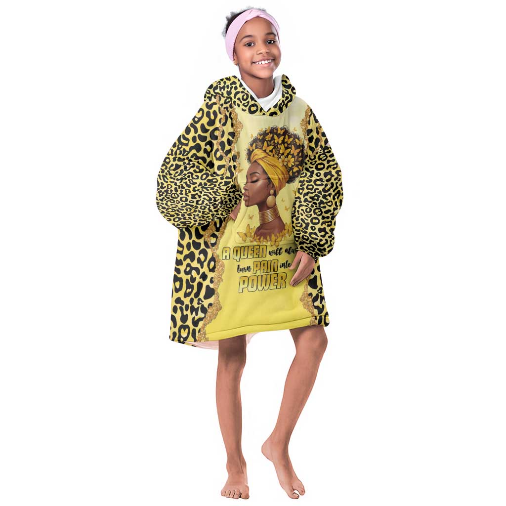 Black Her Story Kid Wearable Blanket Hoodie A Queen Turns Pain Into Power - Wonder Print Shop