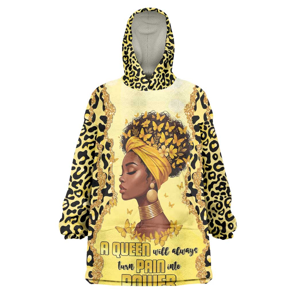 Black Her Story Kid Wearable Blanket Hoodie A Queen Turns Pain Into Power - Wonder Print Shop
