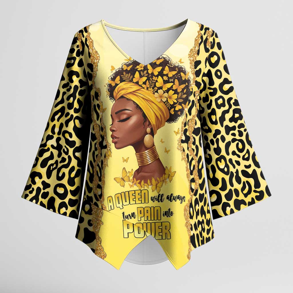 Black Her Story Kimono Sleeve Blouse A Queen Turns Pain Into Power - Wonder Print Shop
