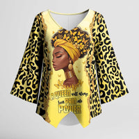 Black Her Story Kimono Sleeve Blouse A Queen Turns Pain Into Power - Wonder Print Shop