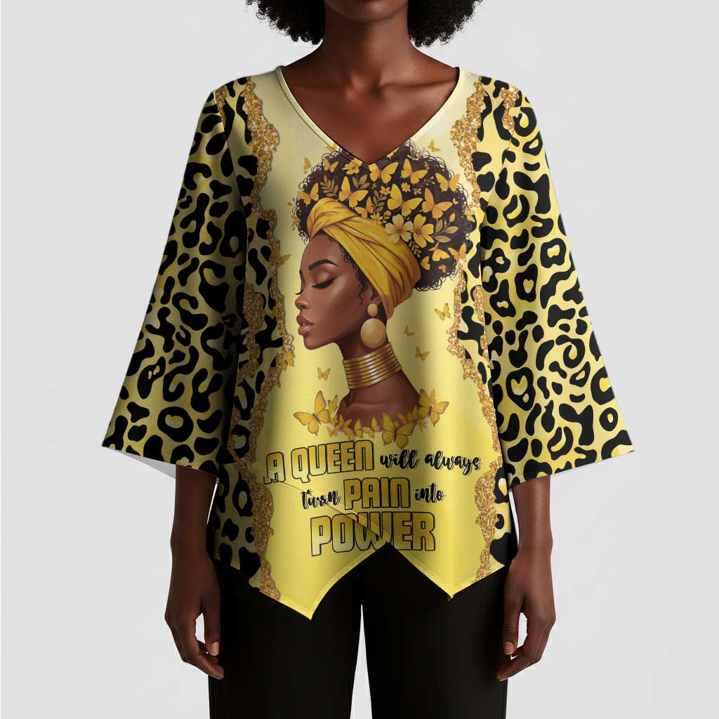 Black Her Story Kimono Sleeve Blouse A Queen Turns Pain Into Power - Wonder Print Shop
