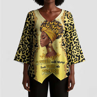Black Her Story Kimono Sleeve Blouse A Queen Turns Pain Into Power - Wonder Print Shop
