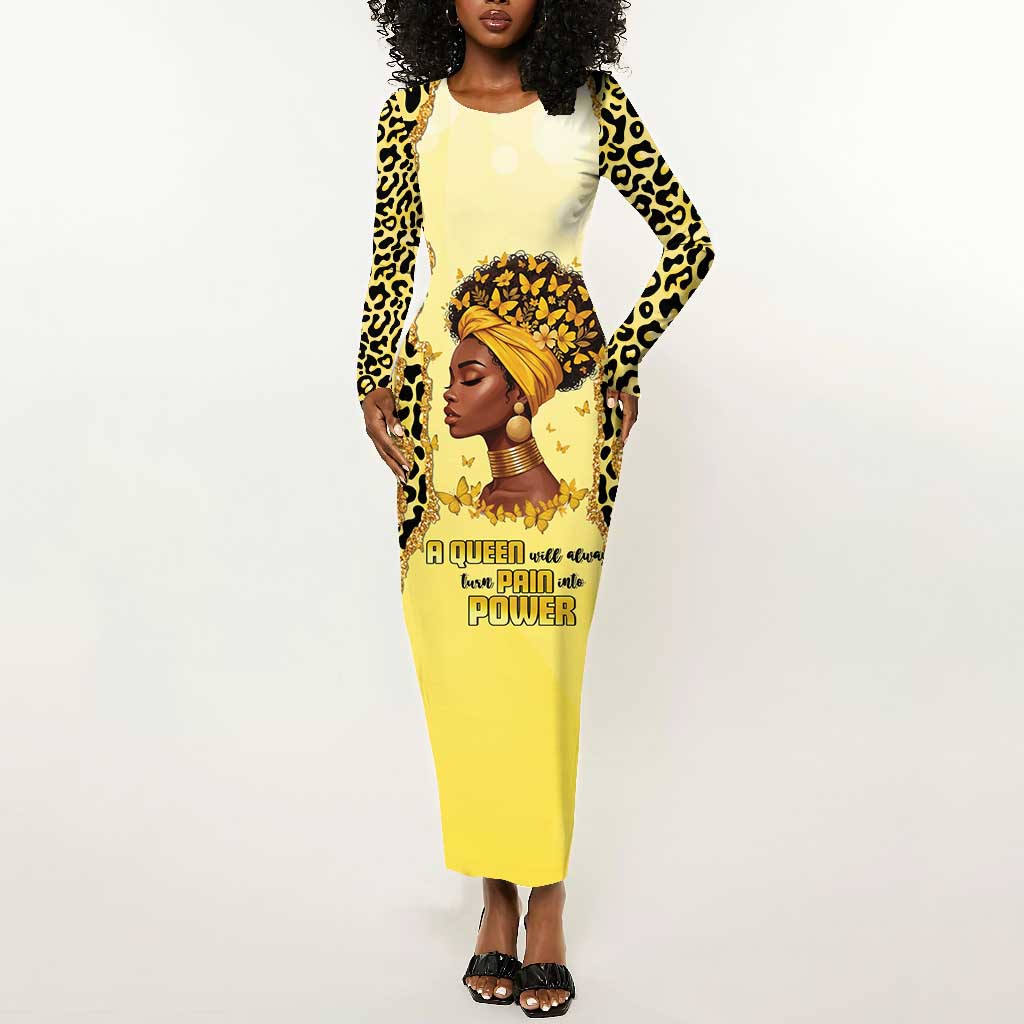 Black Her Story Long Sleeve Bodycon Dress A Queen Turns Pain Into Power - Wonder Print Shop