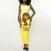 Black Her Story Long Sleeve Bodycon Dress A Queen Turns Pain Into Power - Wonder Print Shop
