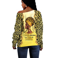 Black Her Story Off Shoulder Sweater A Queen Turns Pain Into Power - Wonder Print Shop