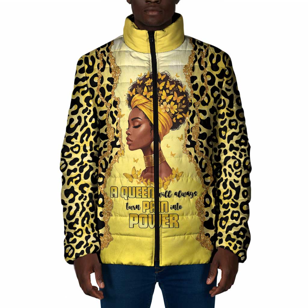 Black Her Story Padded Jacket A Queen Turns Pain Into Power - Wonder Print Shop