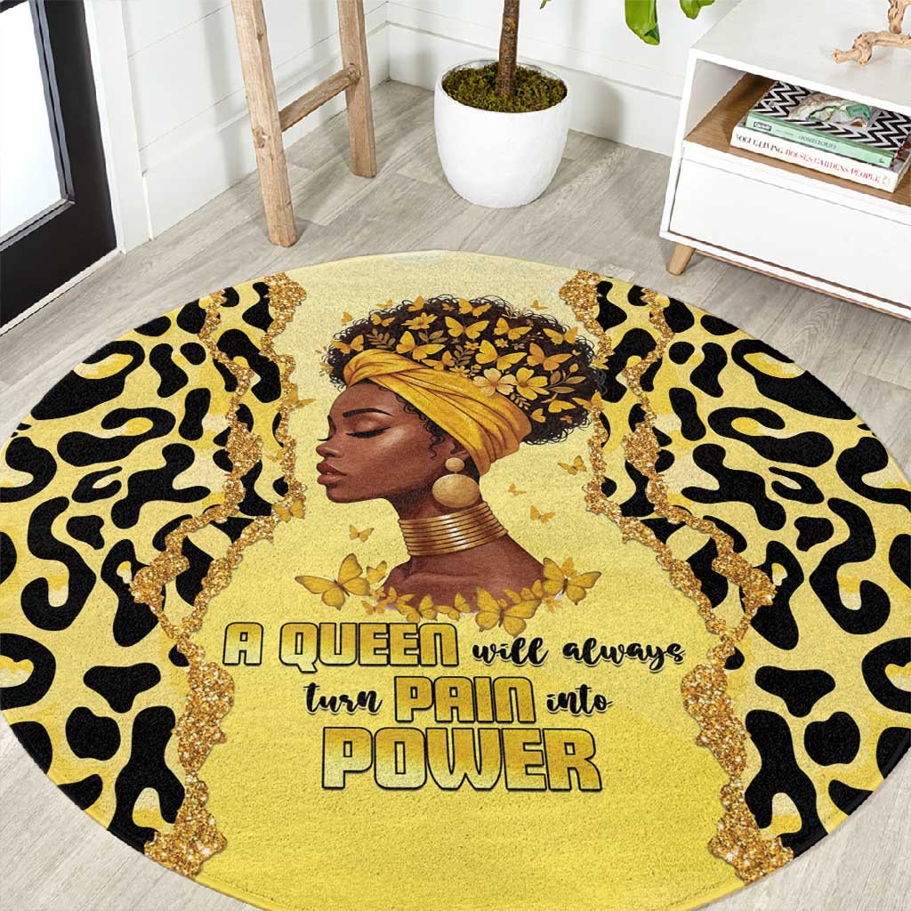 Black Her Story Round Carpet A Queen Turns Pain Into Power - Wonder Print Shop