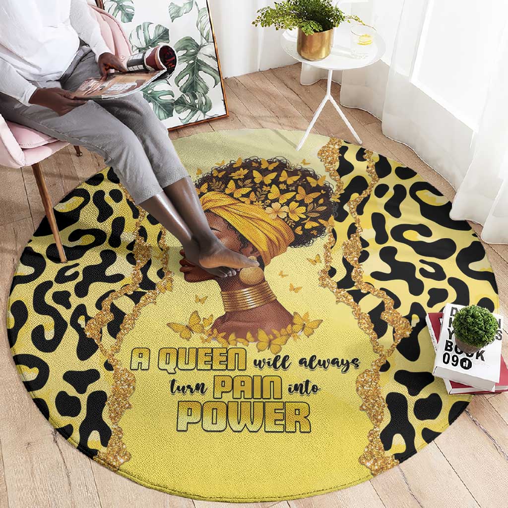 Black Her Story Round Carpet A Queen Turns Pain Into Power - Wonder Print Shop