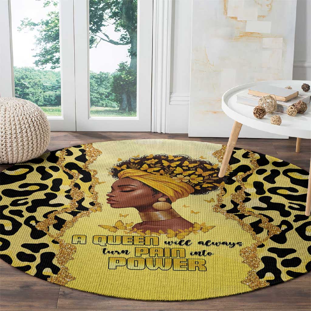 Black Her Story Round Carpet A Queen Turns Pain Into Power - Wonder Print Shop