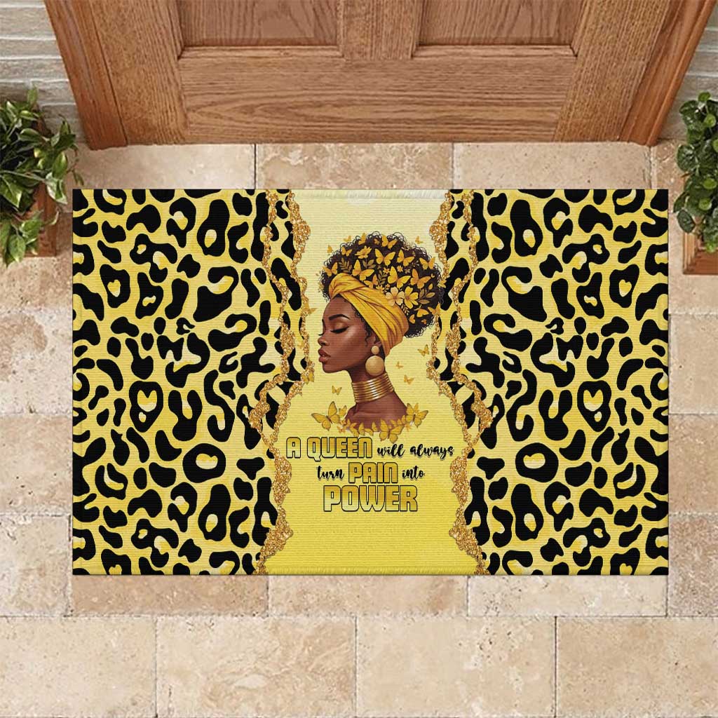 Black Her Story Rubber Doormat A Queen Turns Pain Into Power - Wonder Print Shop