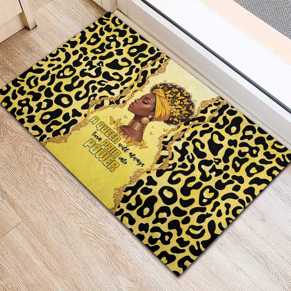 Black Her Story Rubber Doormat A Queen Turns Pain Into Power - Wonder Print Shop