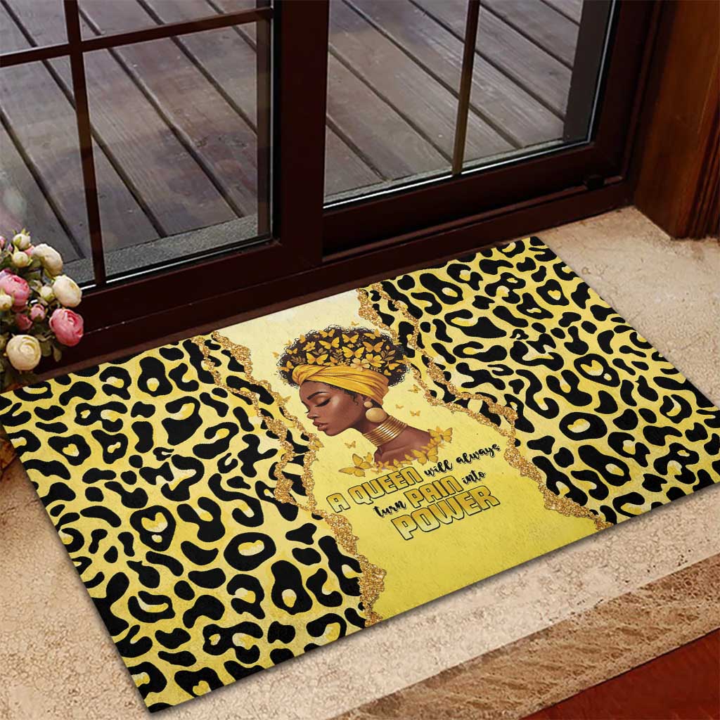 Black Her Story Rubber Doormat A Queen Turns Pain Into Power - Wonder Print Shop