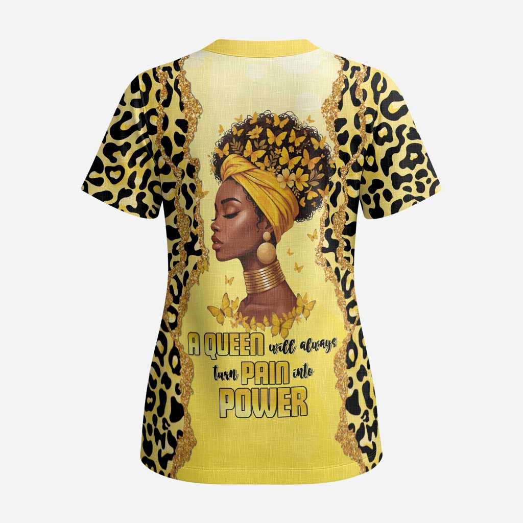 Black Her Story Scrub Top A Queen Turns Pain Into Power - Wonder Print Shop