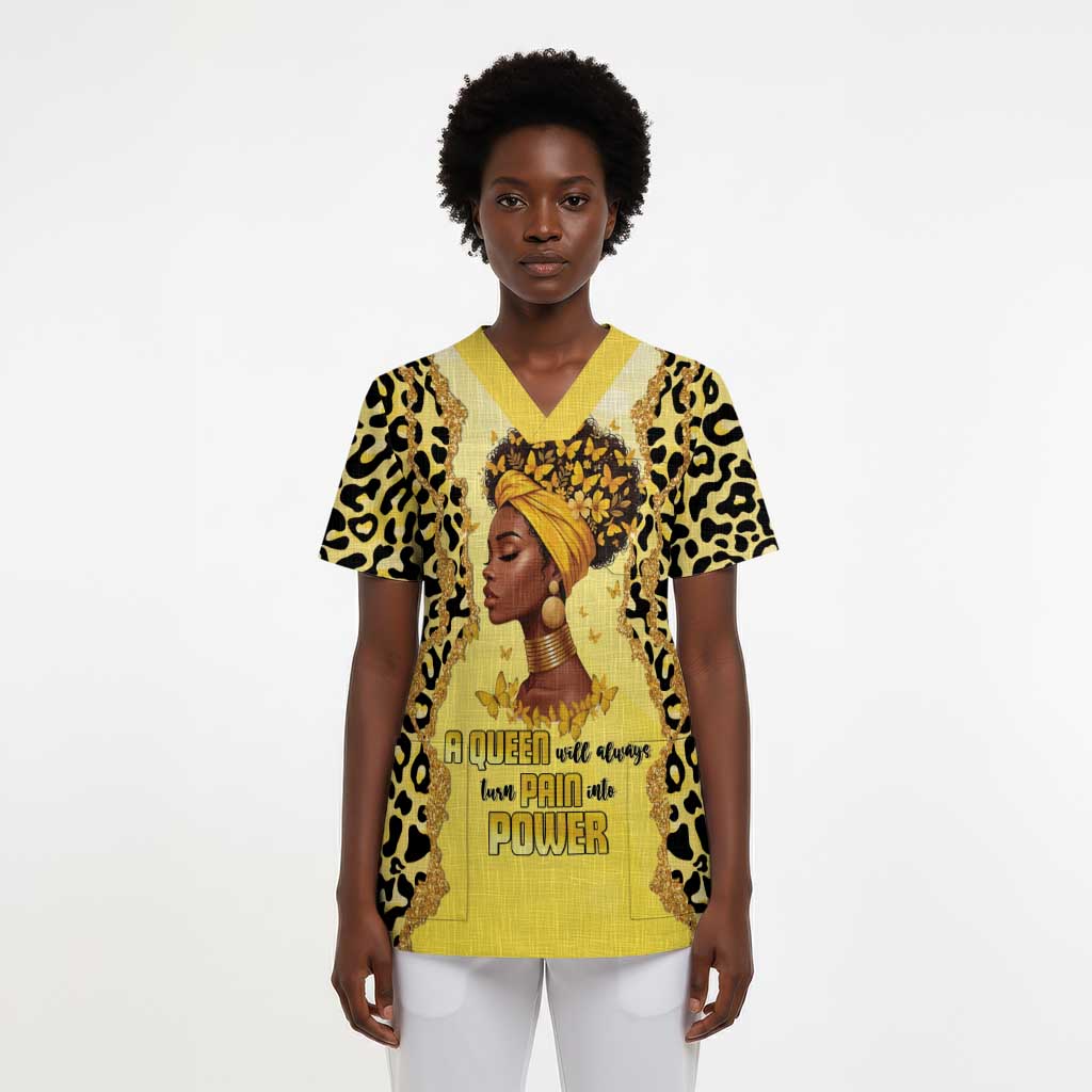 Black Her Story Scrub Top A Queen Turns Pain Into Power - Wonder Print Shop