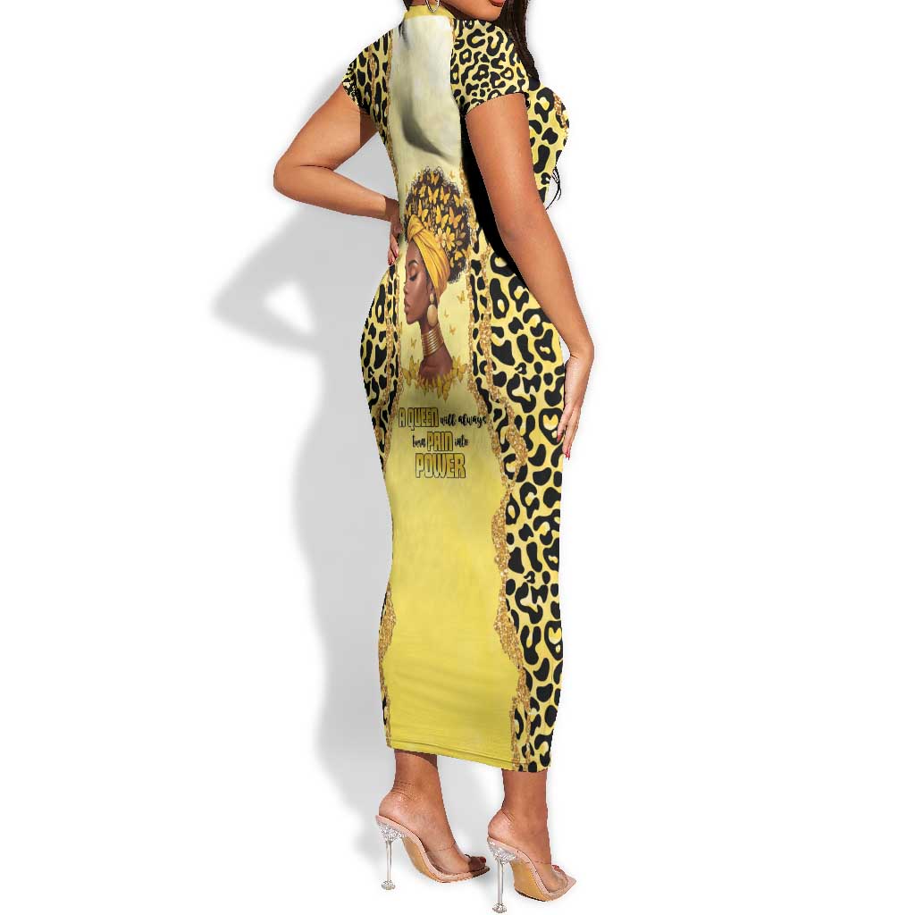 Black Her Story Short Sleeve Bodycon Dress A Queen Turns Pain Into Power - Wonder Print Shop