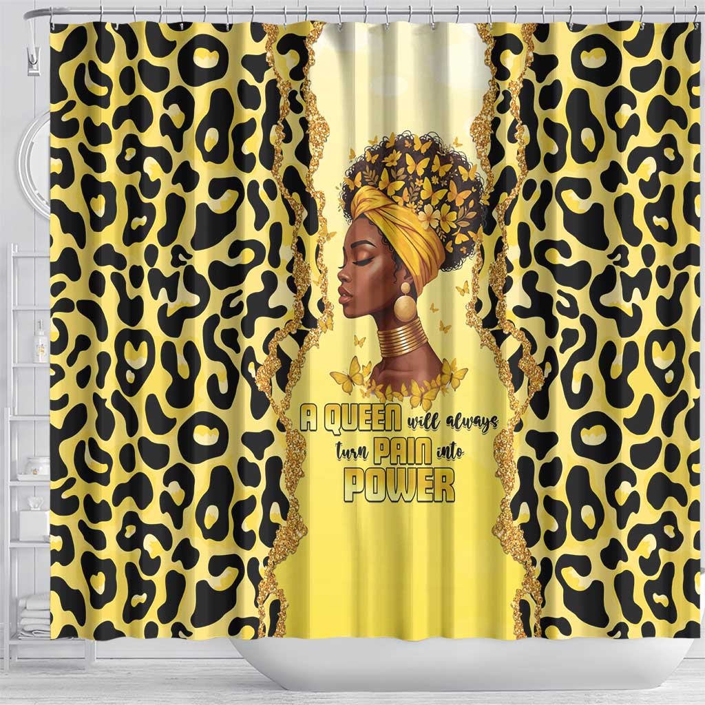 Black Her Story Shower Curtain A Queen Turns Pain Into Power - Wonder Print Shop