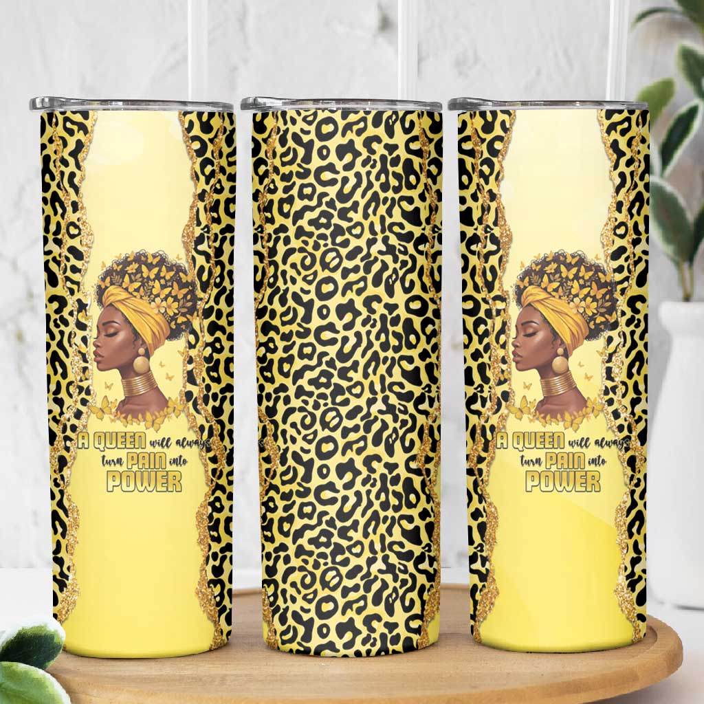 Black Her Story Skinny Tumbler A Queen Turns Pain Into Power - Wonder Print Shop