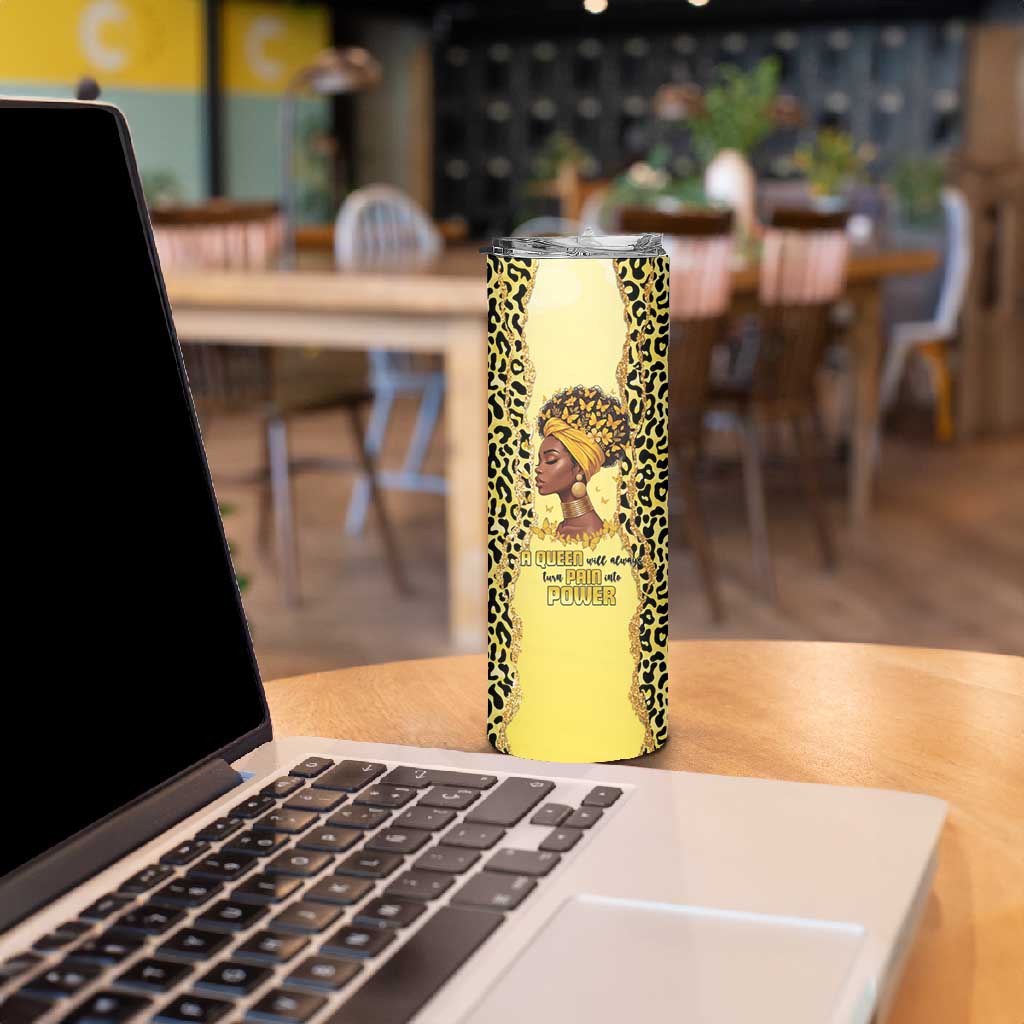 Black Her Story Skinny Tumbler A Queen Turns Pain Into Power - Wonder Print Shop