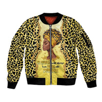 Black Her Story Sleeve Zip Bomber Jacket A Queen Turns Pain Into Power - Wonder Print Shop