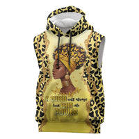 Black Her Story Sleeveless Hoodie A Queen Turns Pain Into Power - Wonder Print Shop