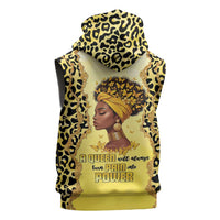 Black Her Story Sleeveless Hoodie A Queen Turns Pain Into Power - Wonder Print Shop