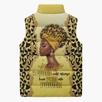 Black Her Story Sleeveless Puffer Jacket A Queen Turns Pain Into Power - Wonder Print Shop