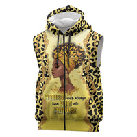 Black Her Story Sleeveless Zip Hoodie A Queen Turns Pain Into Power - Wonder Print Shop