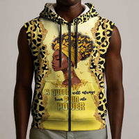 Black Her Story Sleeveless Zip Hoodie A Queen Turns Pain Into Power - Wonder Print Shop