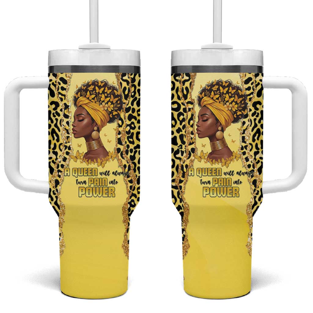 Black Her Story Tumbler With Handle A Queen Turns Pain Into Power - Wonder Print Shop